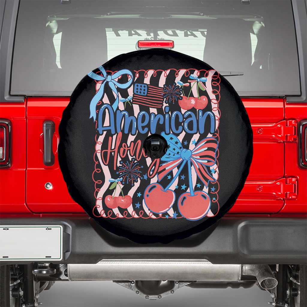 Funny 4th Of July American Honey Spare Tire Cover USA Independence Day Coquette - Wonder Print Shop