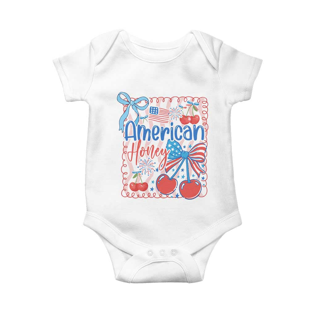 Funny 4th Of July American Honey Baby Onesie USA Independence Day Coquette - Wonder Print Shop
