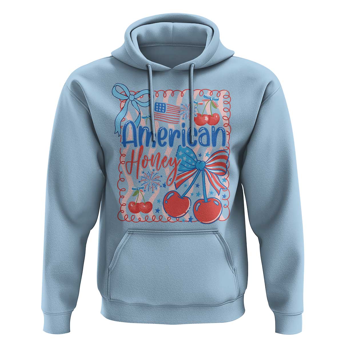 Funny 4th Of July American Honey Hoodie USA Independence Day Coquette - Wonder Print Shop