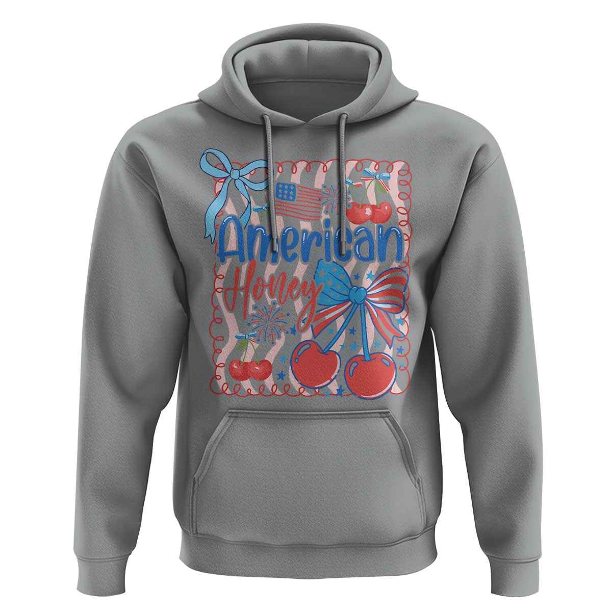 Funny 4th Of July American Honey Hoodie USA Independence Day Coquette - Wonder Print Shop