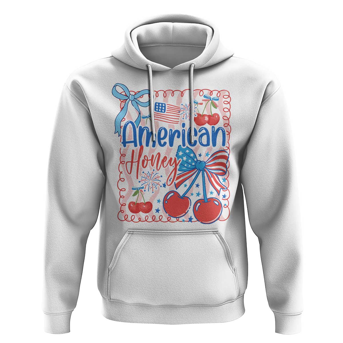 Funny 4th Of July American Honey Hoodie USA Independence Day Coquette - Wonder Print Shop