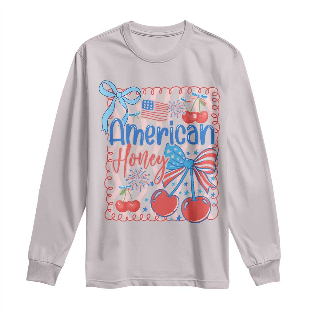 Funny 4th Of July American Honey Long Sleeve Shirt USA Independence Day Coquette - Wonder Print Shop
