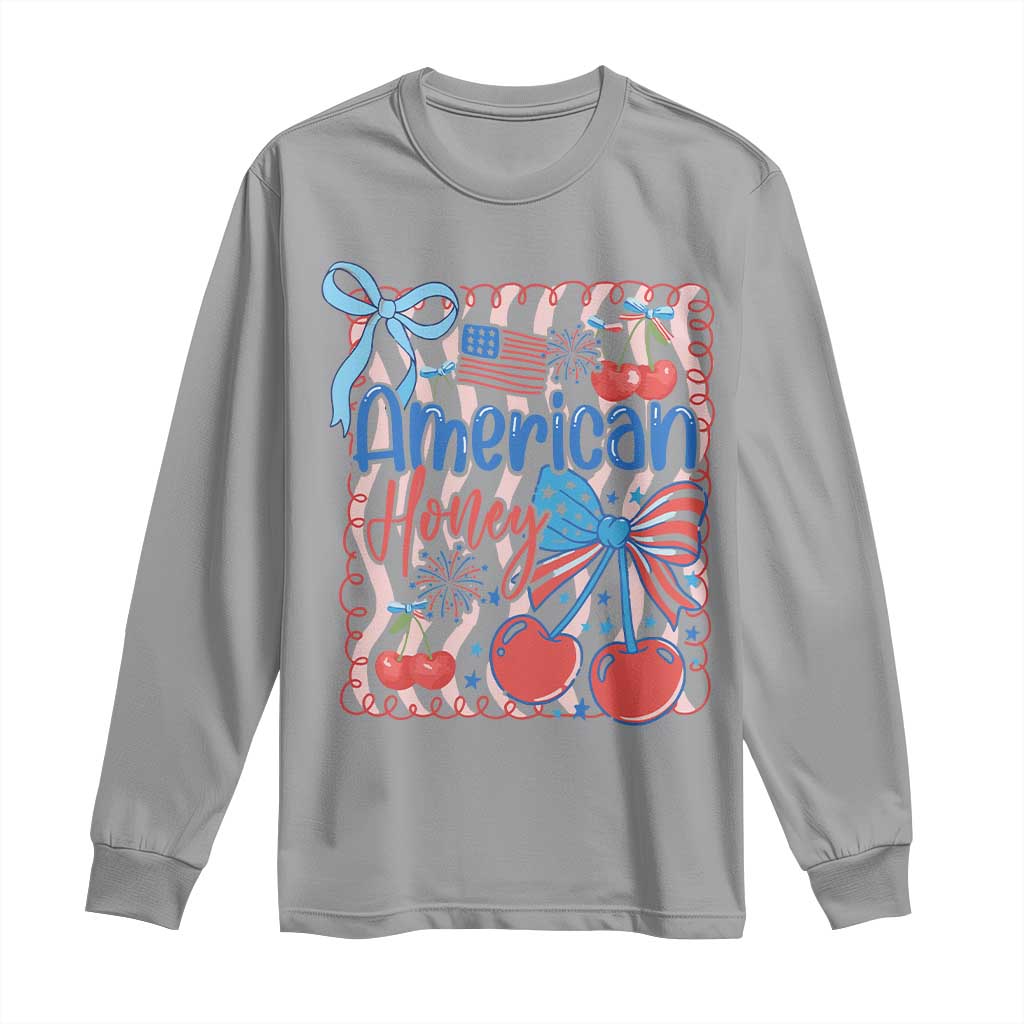 Funny 4th Of July American Honey Long Sleeve Shirt USA Independence Day Coquette - Wonder Print Shop