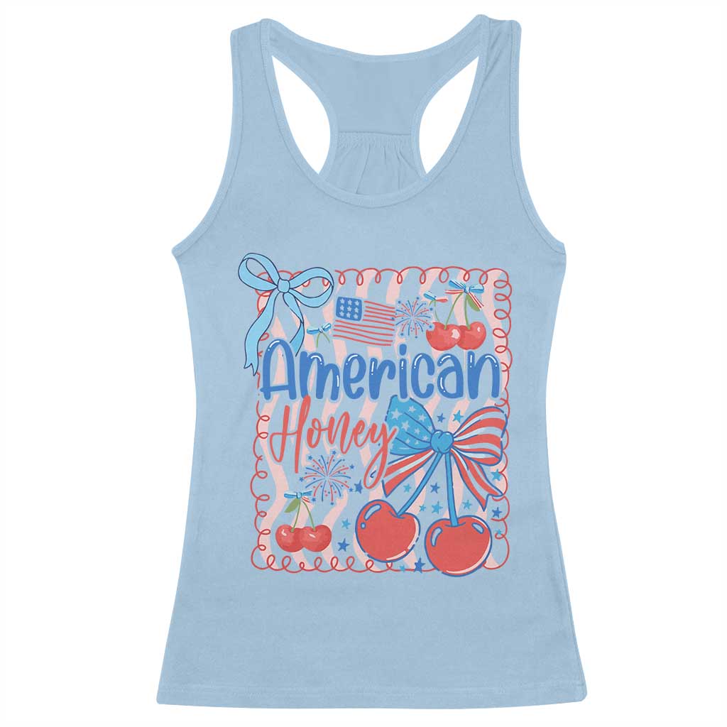 Funny 4th Of July American Honey Racerback Tank Top USA Independence Day Coquette - Wonder Print Shop