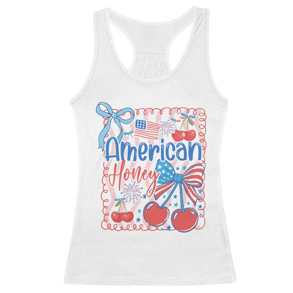 Funny 4th Of July American Honey Racerback Tank Top USA Independence Day Coquette - Wonder Print Shop
