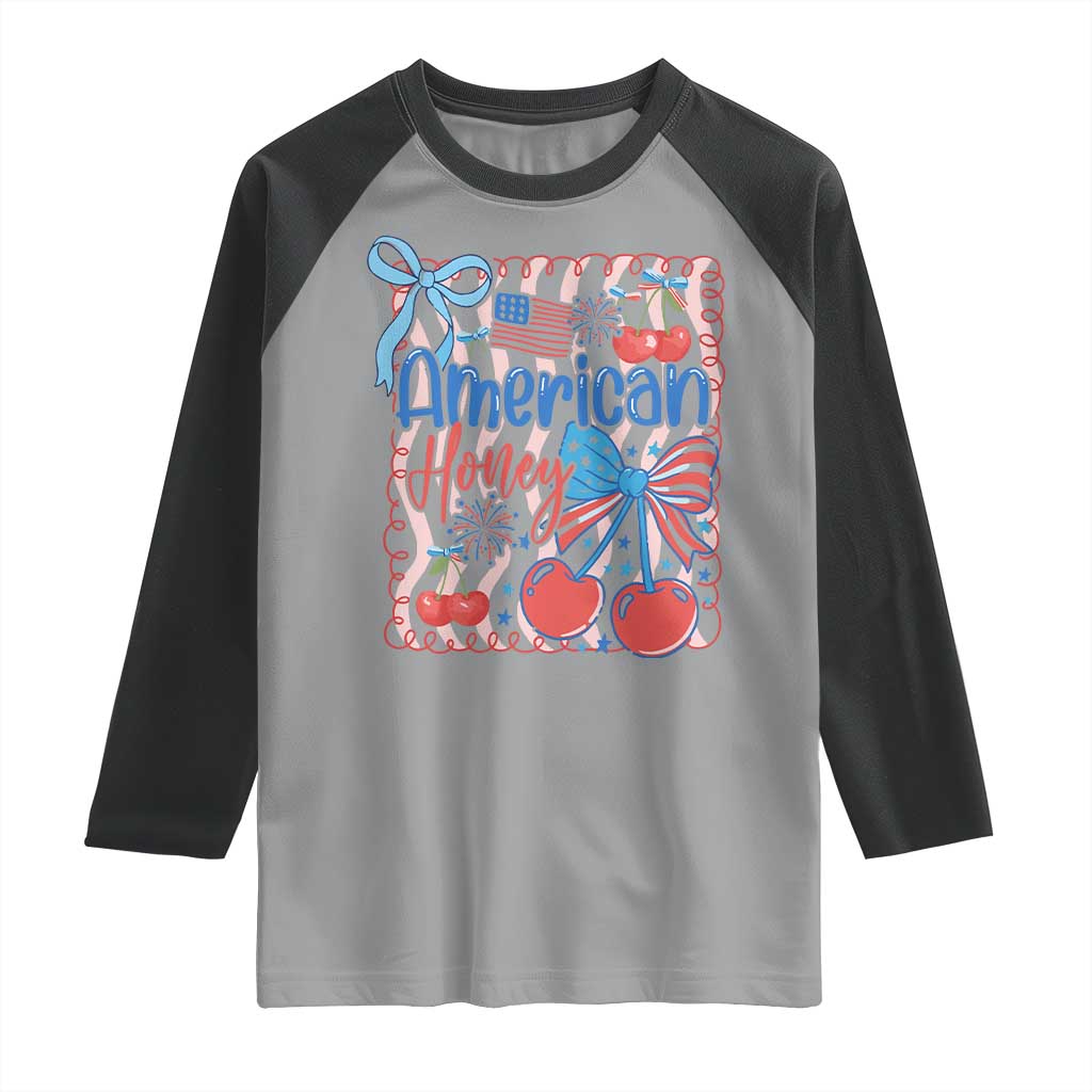 Funny 4th Of July American Honey Raglan Shirt USA Independence Day Coquette - Wonder Print Shop