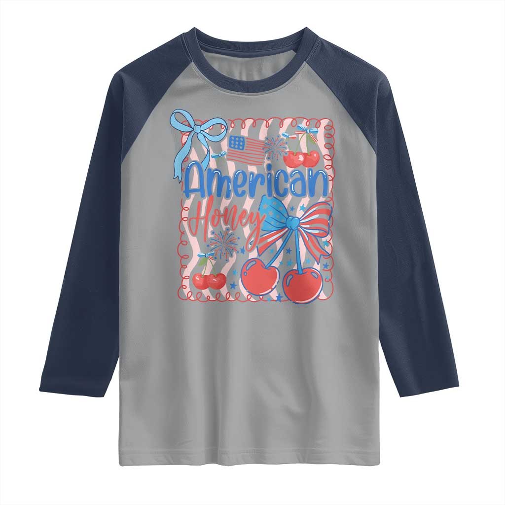 Funny 4th Of July American Honey Raglan Shirt USA Independence Day Coquette - Wonder Print Shop