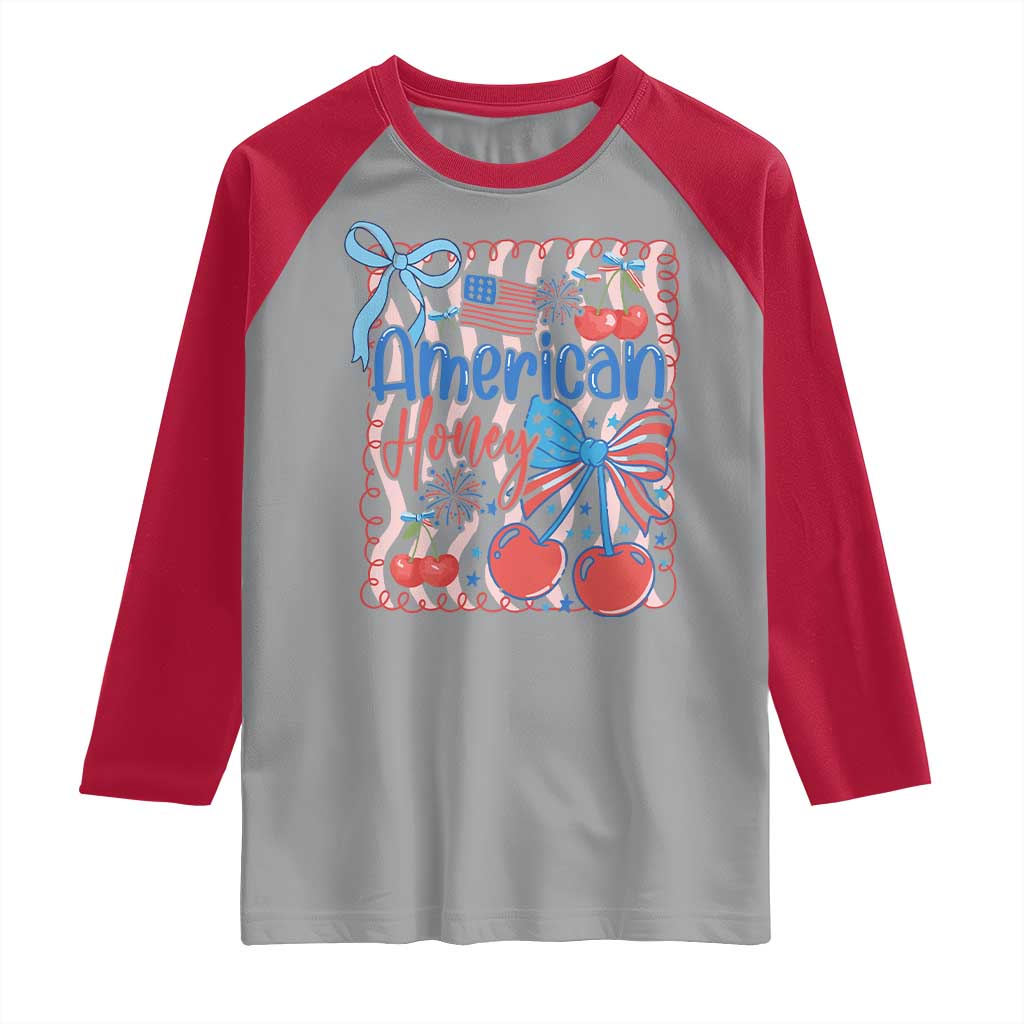 Funny 4th Of July American Honey Raglan Shirt USA Independence Day Coquette - Wonder Print Shop