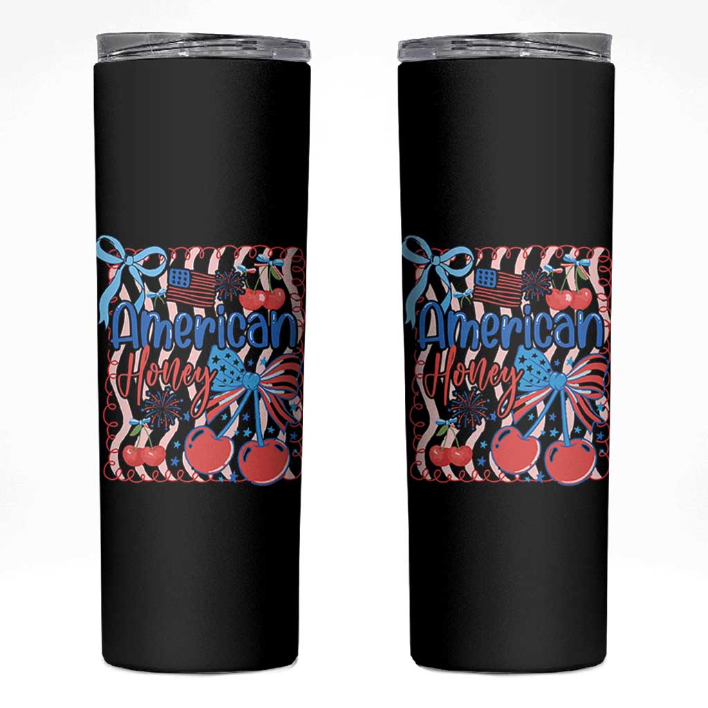 Funny 4th Of July American Honey Skinny Tumbler USA Independence Day Coquette - Wonder Print Shop