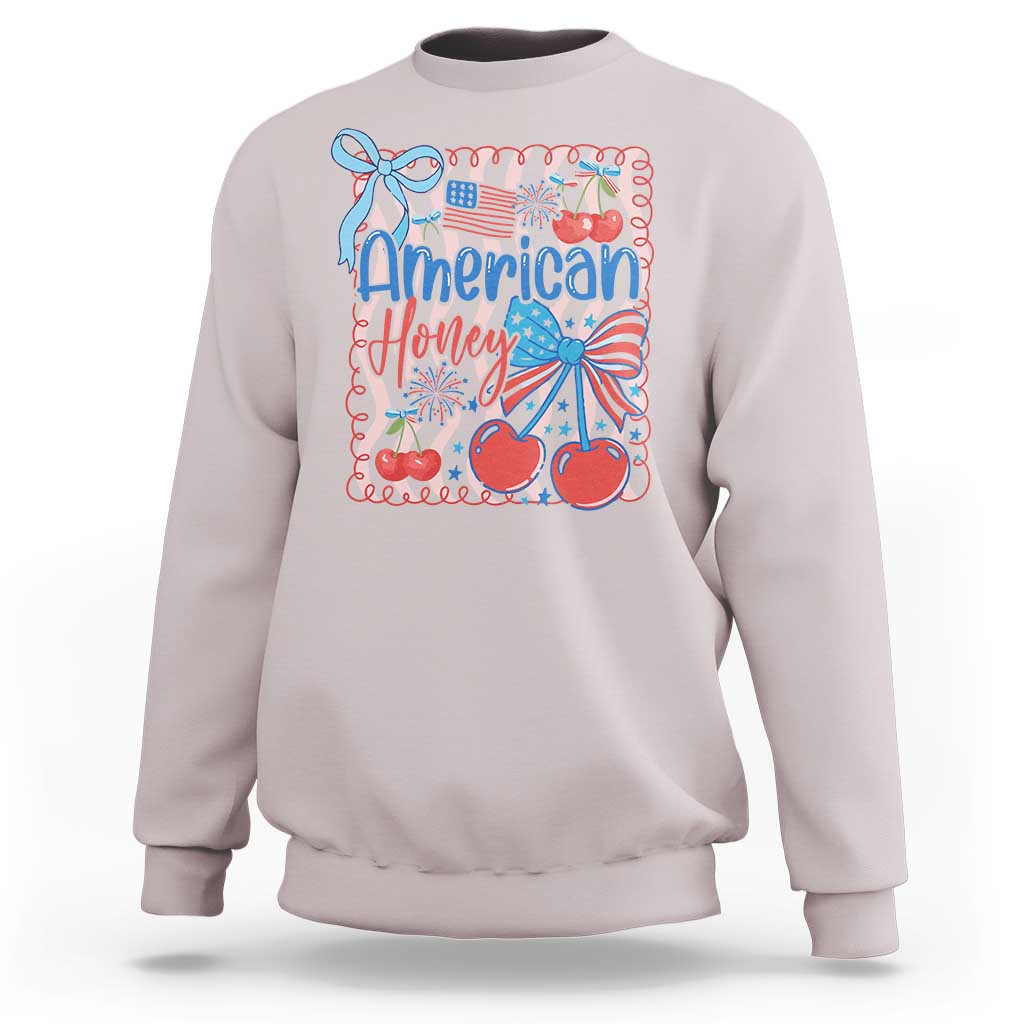 Funny 4th Of July American Honey Sweatshirt USA Independence Day Coquette - Wonder Print Shop