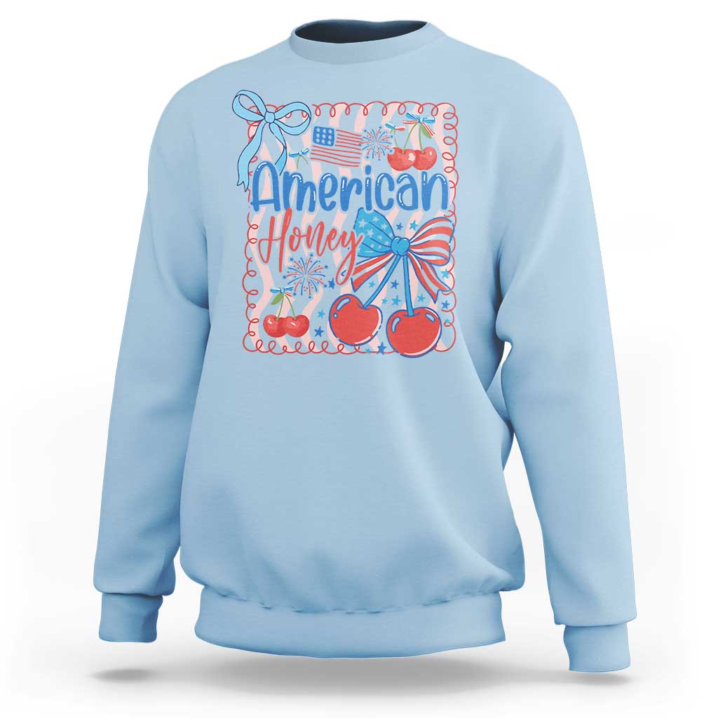 Funny 4th Of July American Honey Sweatshirt USA Independence Day Coquette - Wonder Print Shop