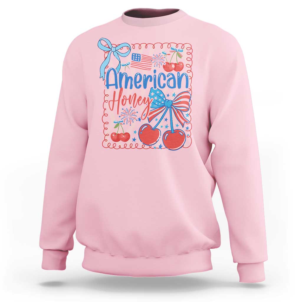 Funny 4th Of July American Honey Sweatshirt USA Independence Day Coquette - Wonder Print Shop