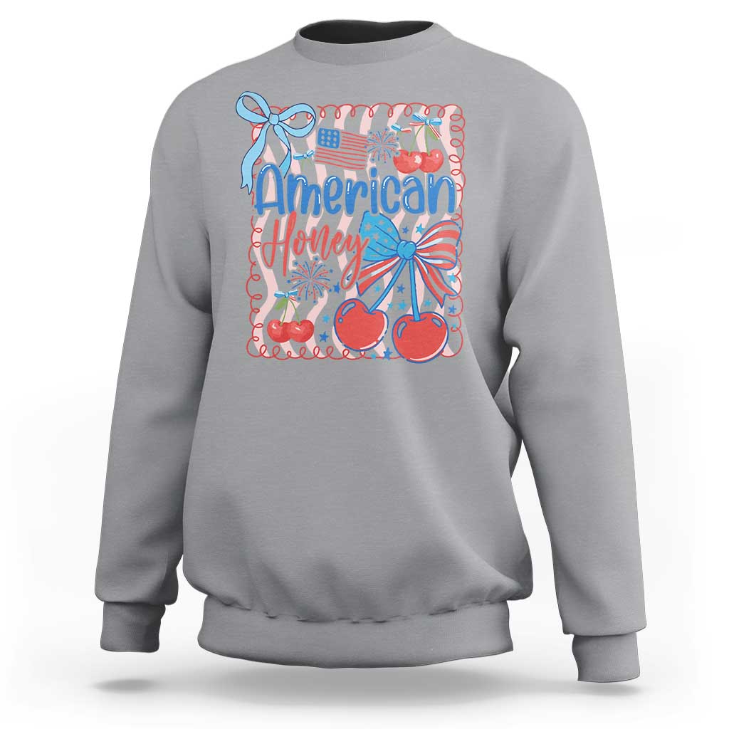 Funny 4th Of July American Honey Sweatshirt USA Independence Day Coquette - Wonder Print Shop