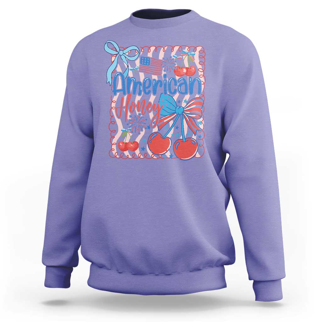 Funny 4th Of July American Honey Sweatshirt USA Independence Day Coquette - Wonder Print Shop