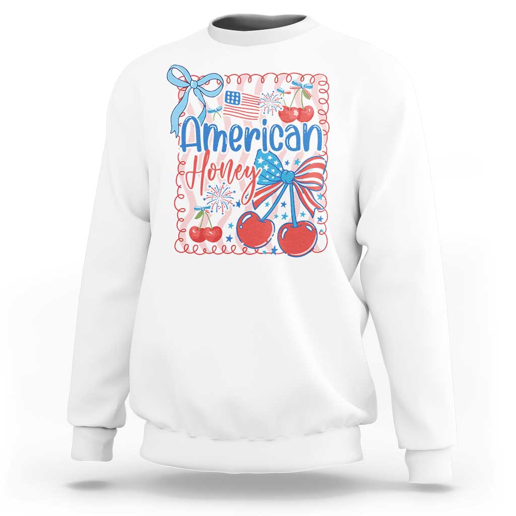 Funny 4th Of July American Honey Sweatshirt USA Independence Day Coquette - Wonder Print Shop
