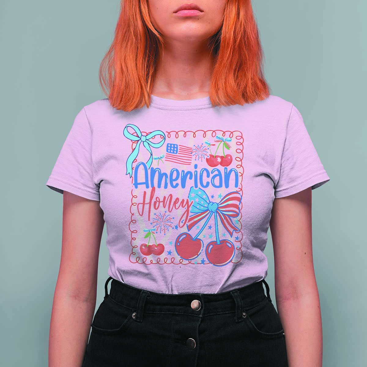 Funny 4th Of July American Honey T Shirt For Women USA Independence Day Coquette - Wonder Print Shop