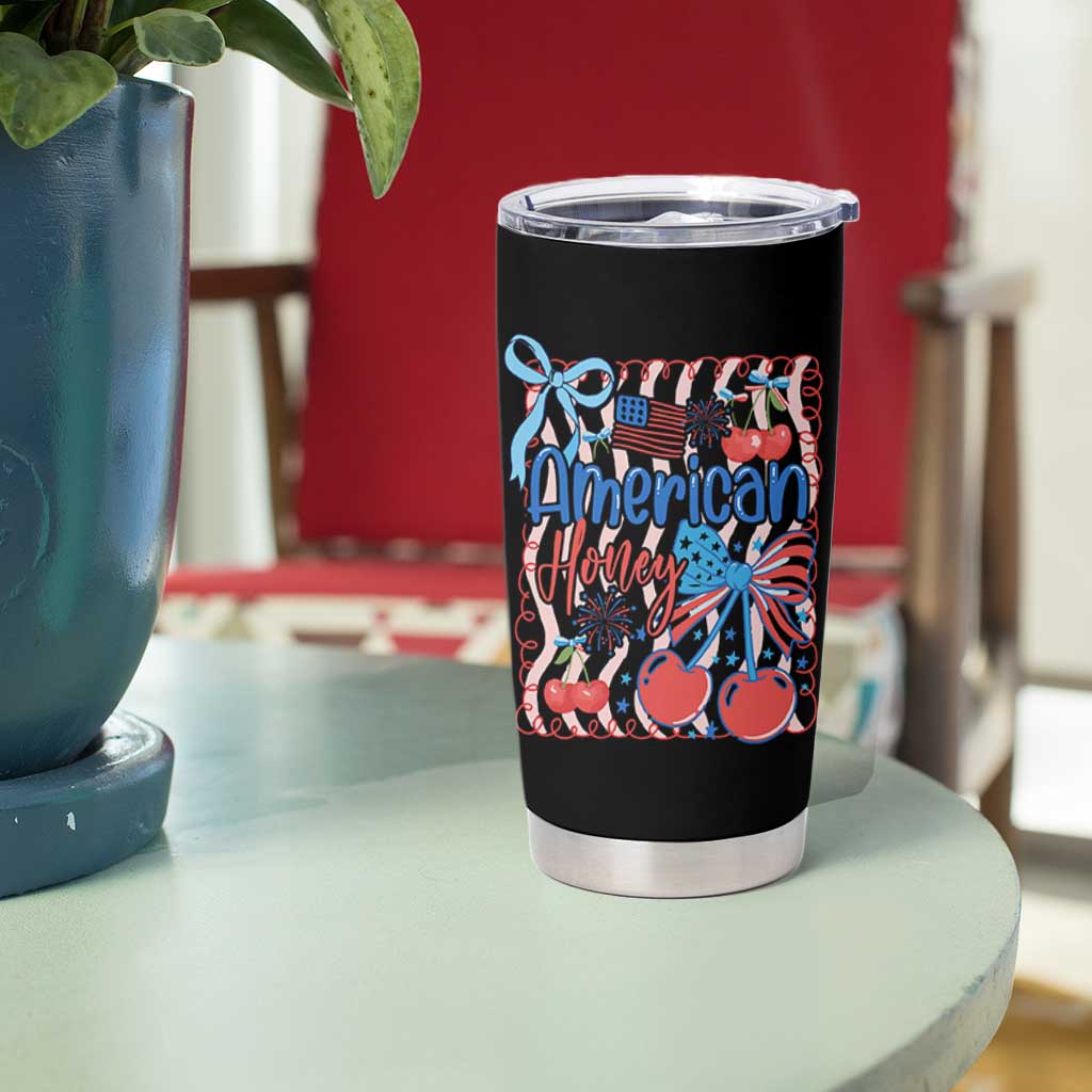 Funny 4th Of July American Honey Tumbler Cup USA Independence Day Coquette - Wonder Print Shop