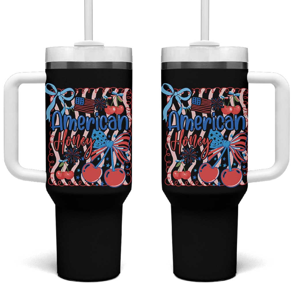 Funny 4th Of July American Honey Tumbler With Handle USA Independence Day Coquette - Wonder Print Shop