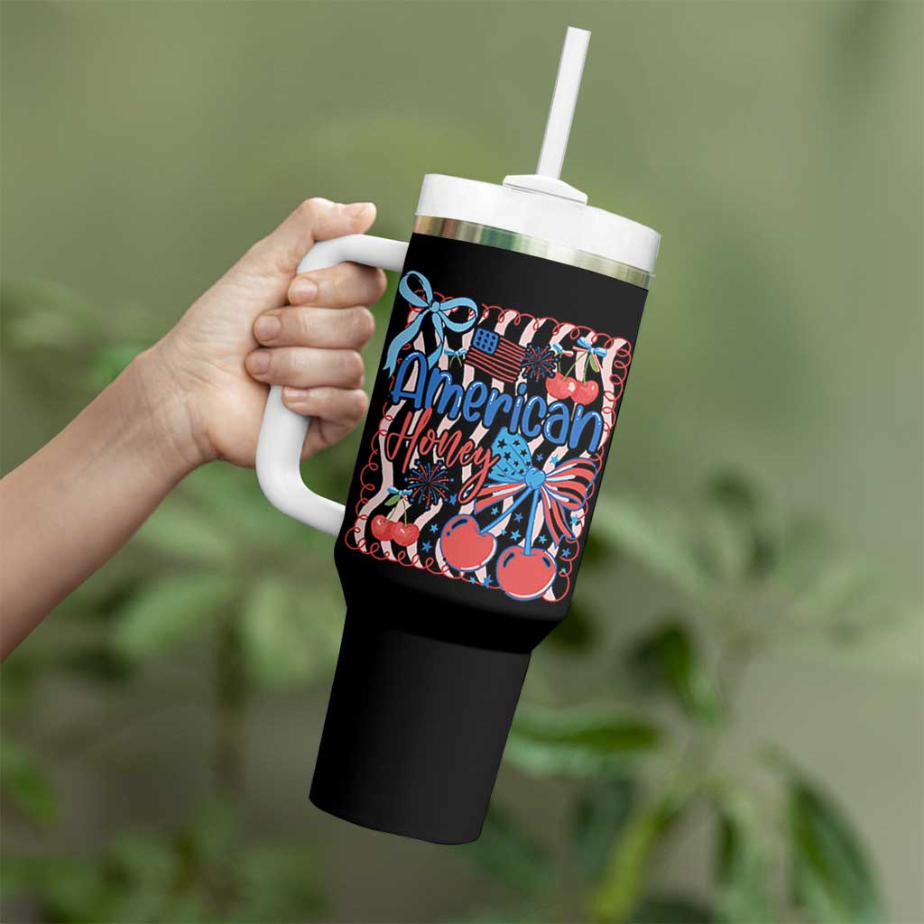 Funny 4th Of July American Honey Tumbler With Handle USA Independence Day Coquette - Wonder Print Shop