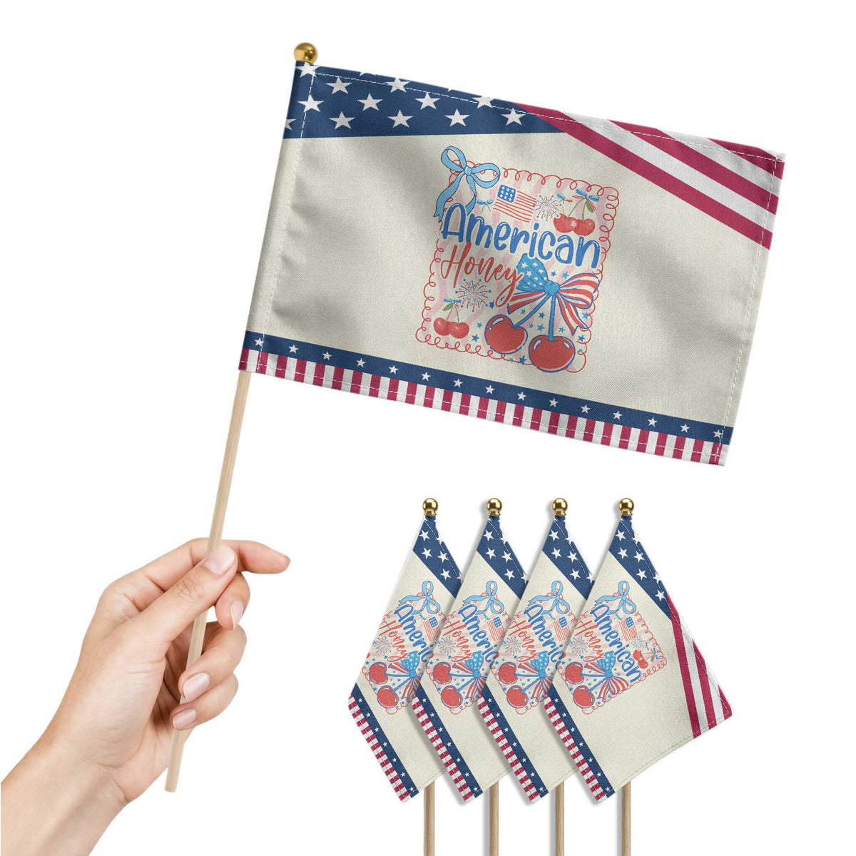 Funny 4th Of July American Honey Patriotic Handheld Flag USA Independence Day Coquette