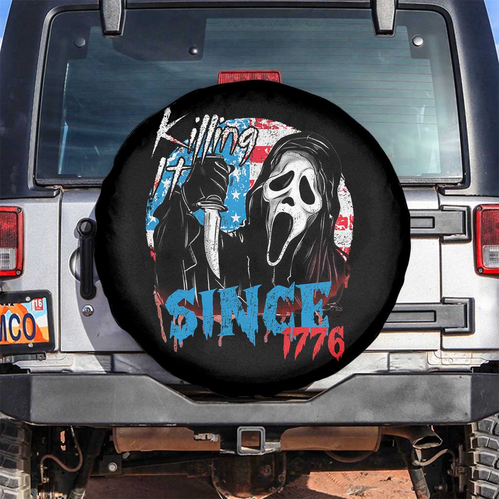Funny Killing It Since 1776 Spare Tire Cover Horror Movie 4th Of July USA Ghost - Wonder Print Shop