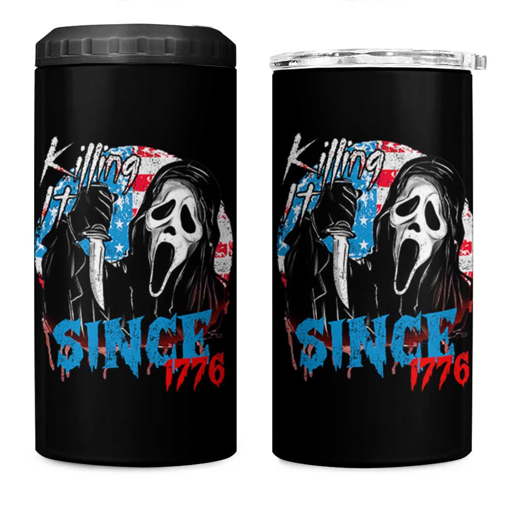 Funny Killing It Since 1776 4 in 1 Can Cooler Tumbler Horror Movie 4th Of July USA Ghost - Wonder Print Shop