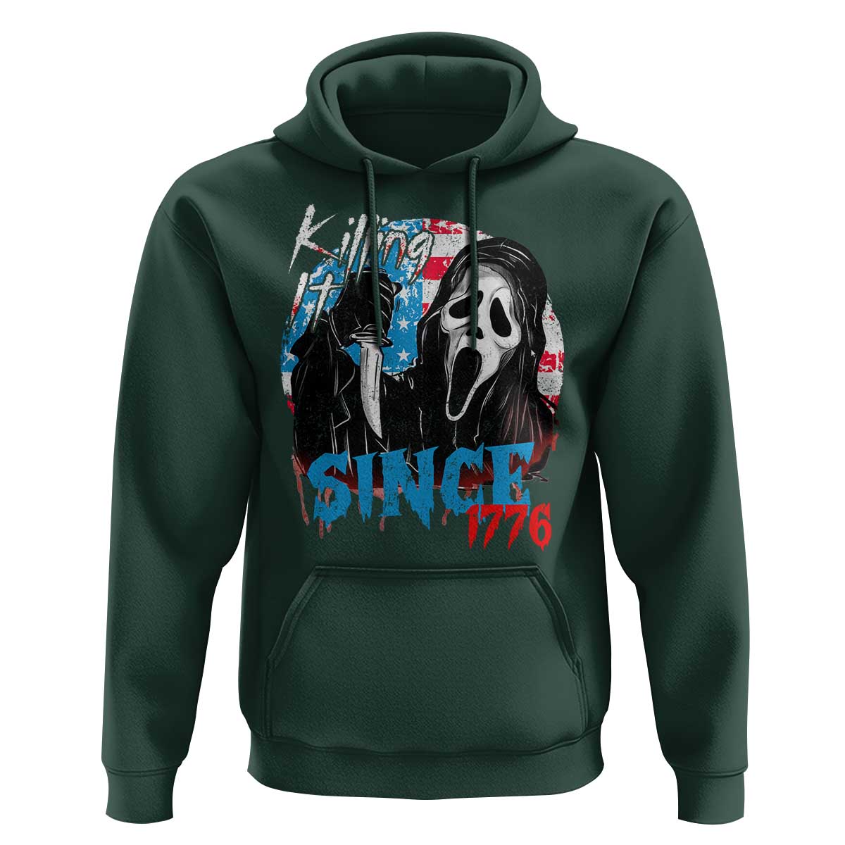 Funny Killing It Since 1776 Hoodie Horror Movie 4th Of July USA Ghost - Wonder Print Shop
