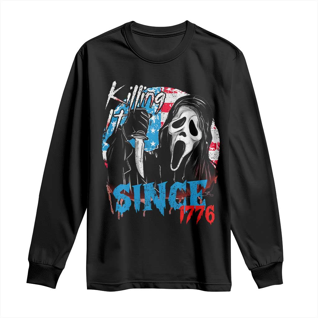 Funny Killing It Since 1776 Long Sleeve Shirt Horror Movie 4th Of July USA Ghost - Wonder Print Shop
