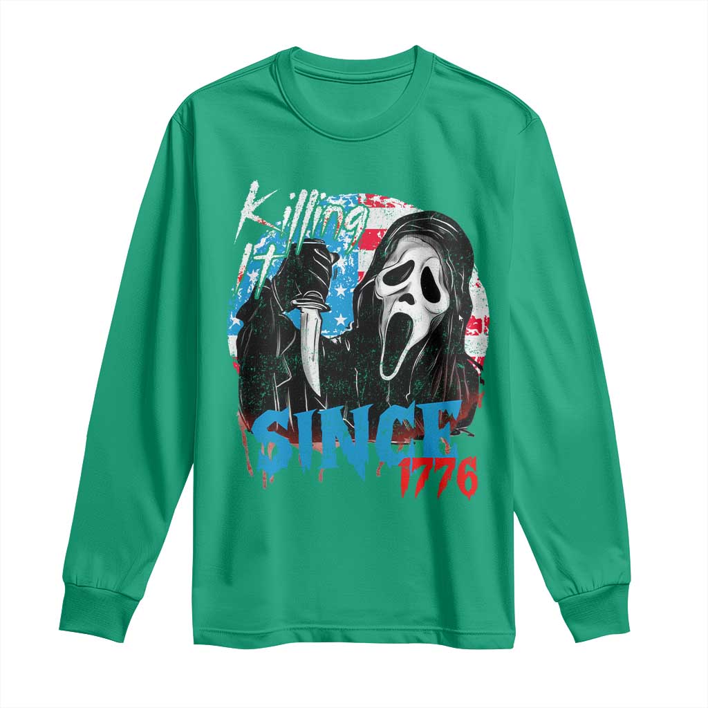 Funny Killing It Since 1776 Long Sleeve Shirt Horror Movie 4th Of July USA Ghost - Wonder Print Shop