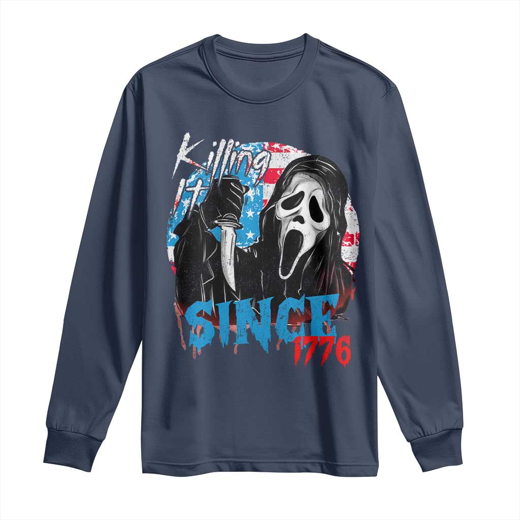 Funny Killing It Since 1776 Long Sleeve Shirt Horror Movie 4th Of July USA Ghost - Wonder Print Shop