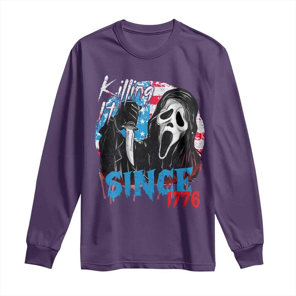 Funny Killing It Since 1776 Long Sleeve Shirt Horror Movie 4th Of July USA Ghost - Wonder Print Shop