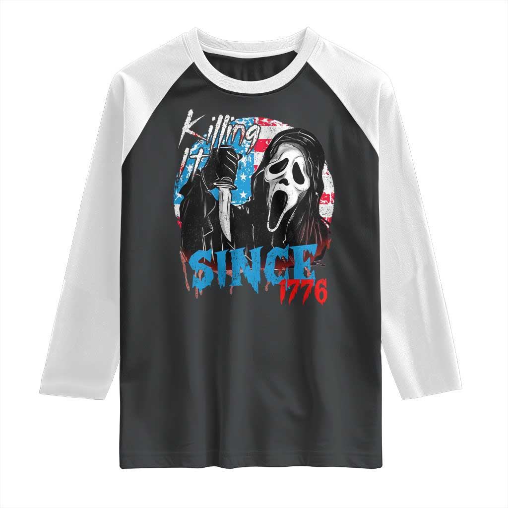 Funny Killing It Since 1776 Raglan Shirt Horror Movie 4th Of July USA Ghost - Wonder Print Shop