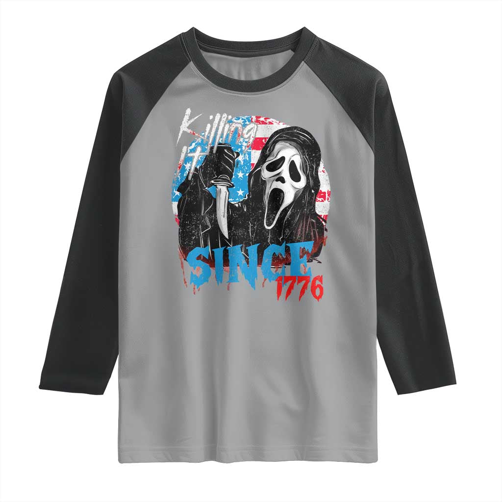 Funny Killing It Since 1776 Raglan Shirt Horror Movie 4th Of July USA Ghost - Wonder Print Shop