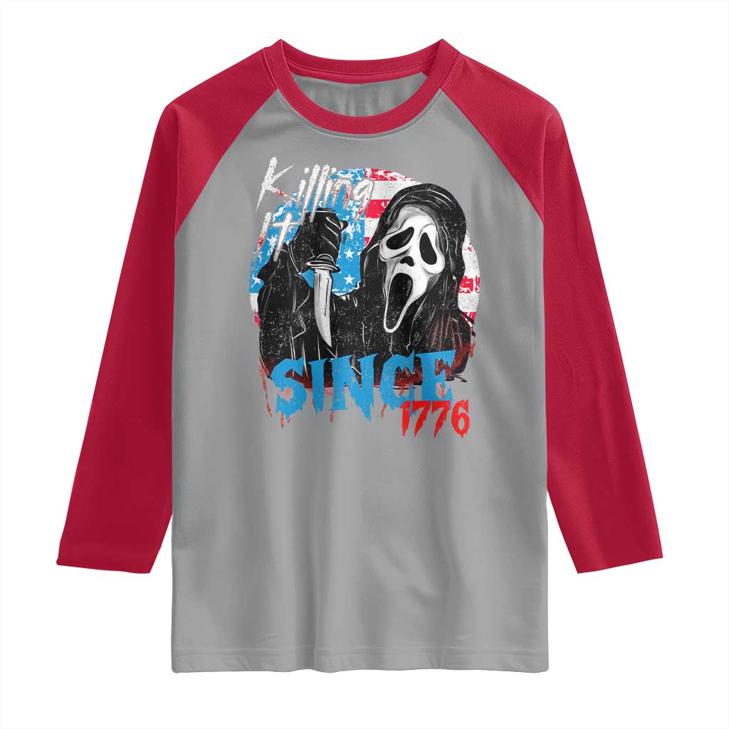 Funny Killing It Since 1776 Raglan Shirt Horror Movie 4th Of July USA Ghost - Wonder Print Shop