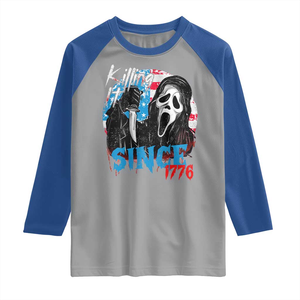 Funny Killing It Since 1776 Raglan Shirt Horror Movie 4th Of July USA Ghost - Wonder Print Shop
