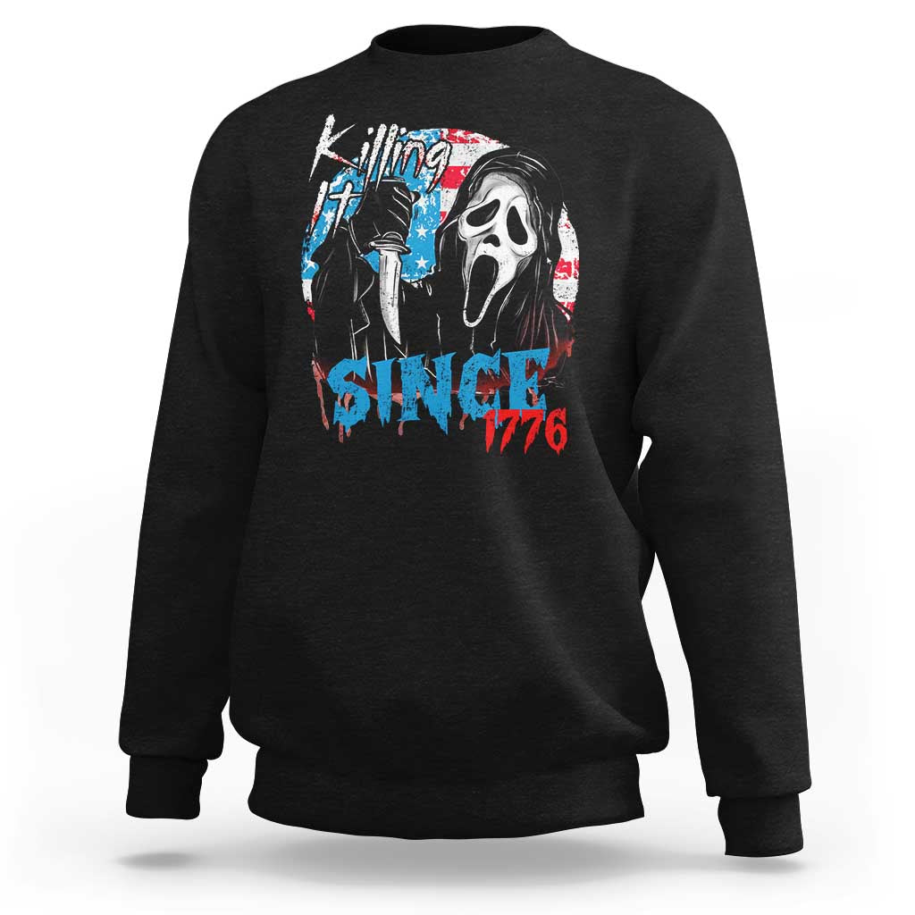 Funny Killing It Since 1776 Sweatshirt Horror Movie 4th Of July USA Ghost - Wonder Print Shop