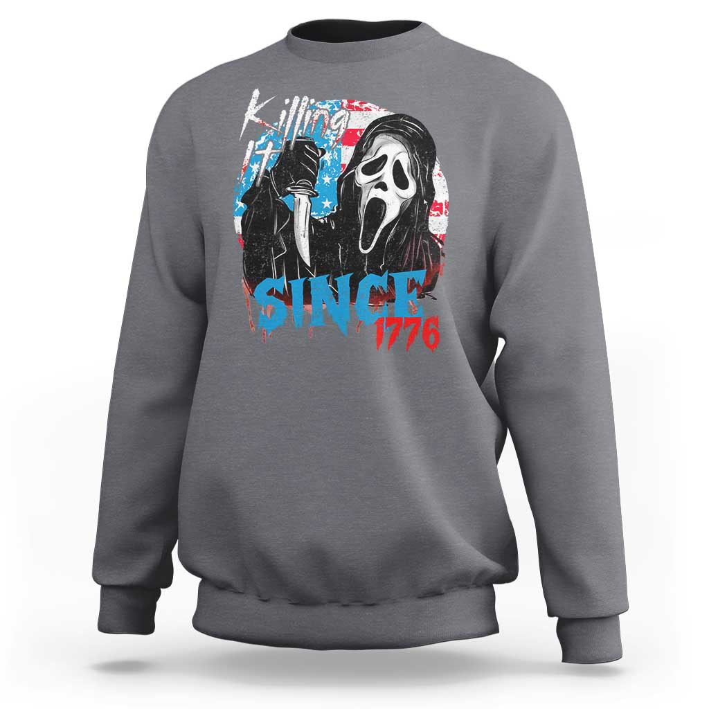 Funny Killing It Since 1776 Sweatshirt Horror Movie 4th Of July USA Ghost - Wonder Print Shop