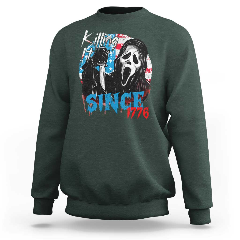 Funny Killing It Since 1776 Sweatshirt Horror Movie 4th Of July USA Ghost - Wonder Print Shop