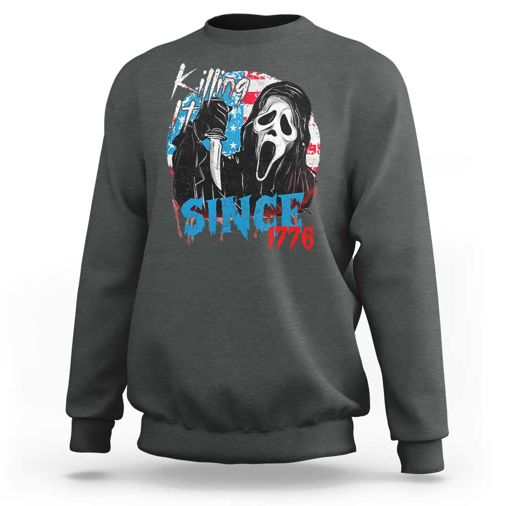 Funny Killing It Since 1776 Sweatshirt Horror Movie 4th Of July USA Ghost - Wonder Print Shop