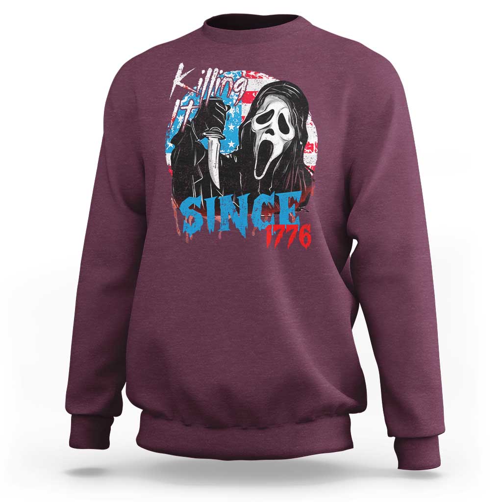 Funny Killing It Since 1776 Sweatshirt Horror Movie 4th Of July USA Ghost - Wonder Print Shop