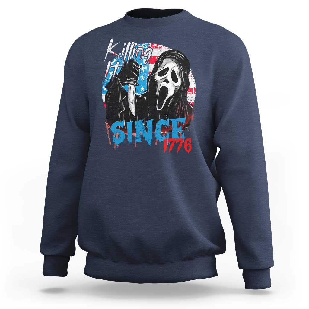 Funny Killing It Since 1776 Sweatshirt Horror Movie 4th Of July USA Ghost - Wonder Print Shop