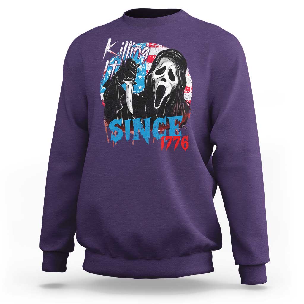 Funny Killing It Since 1776 Sweatshirt Horror Movie 4th Of July USA Ghost - Wonder Print Shop
