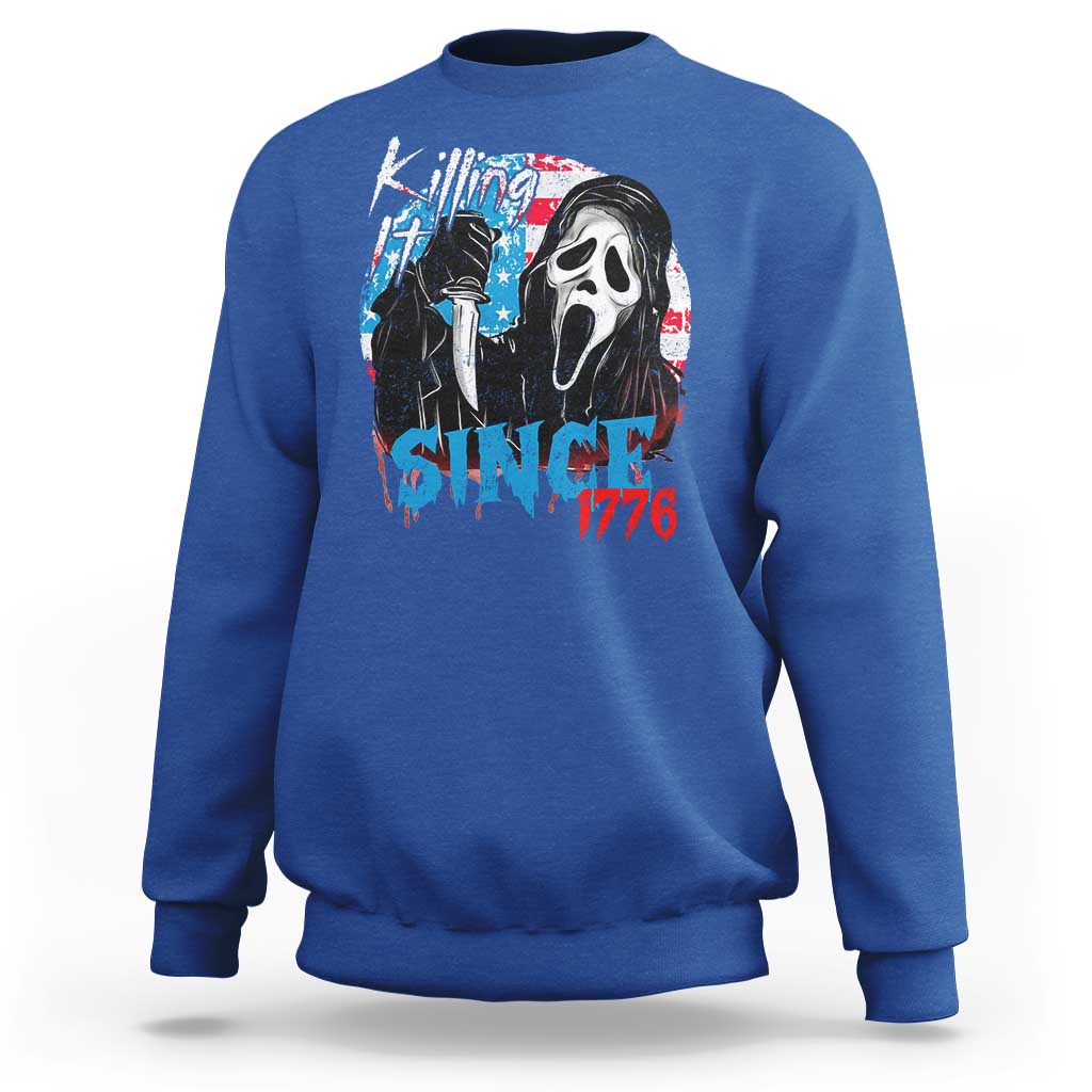 Funny Killing It Since 1776 Sweatshirt Horror Movie 4th Of July USA Ghost - Wonder Print Shop