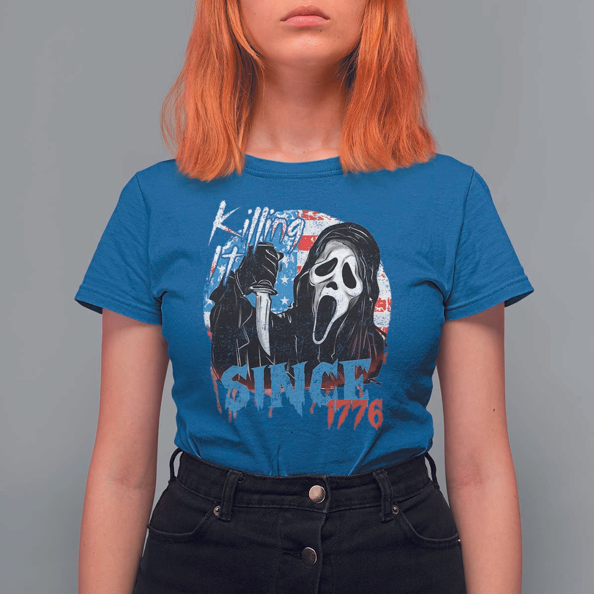 Funny Killing It Since 1776 T Shirt For Women Horror Movie 4th Of July USA Ghost - Wonder Print Shop