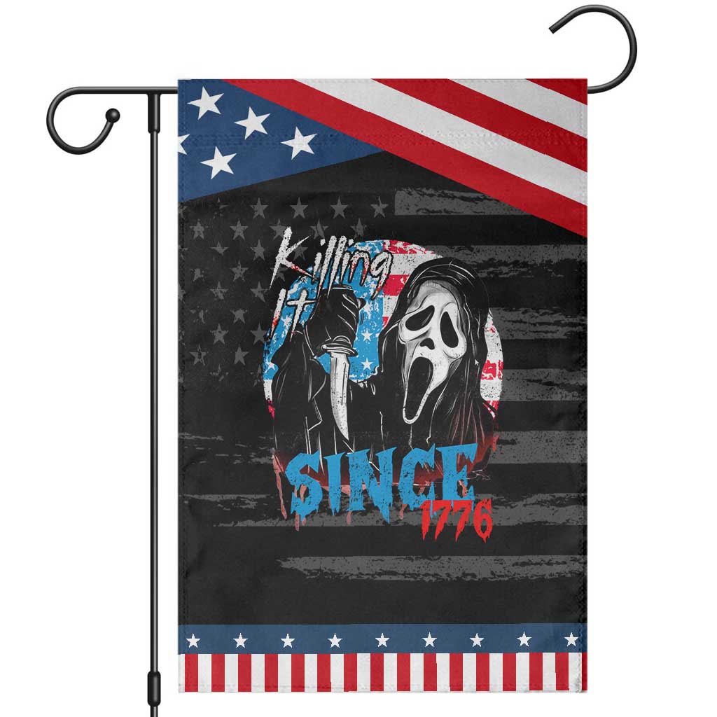 Funny Killing It Since 1776 Garden Flag Horror Movie 4th Of July USA Ghost