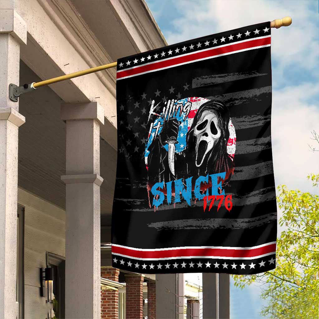 Funny Killing It Since 1776 Garden Flag Horror Movie 4th Of July USA Ghost