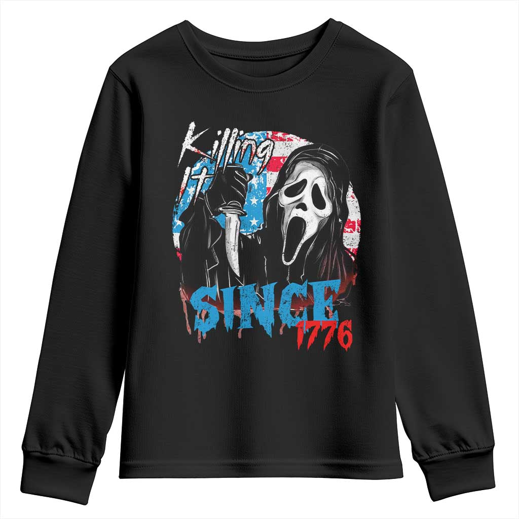 Funny Killing It Since 1776 Youth Sweatshirt Horror Movie 4th Of July USA Ghost - Wonder Print Shop