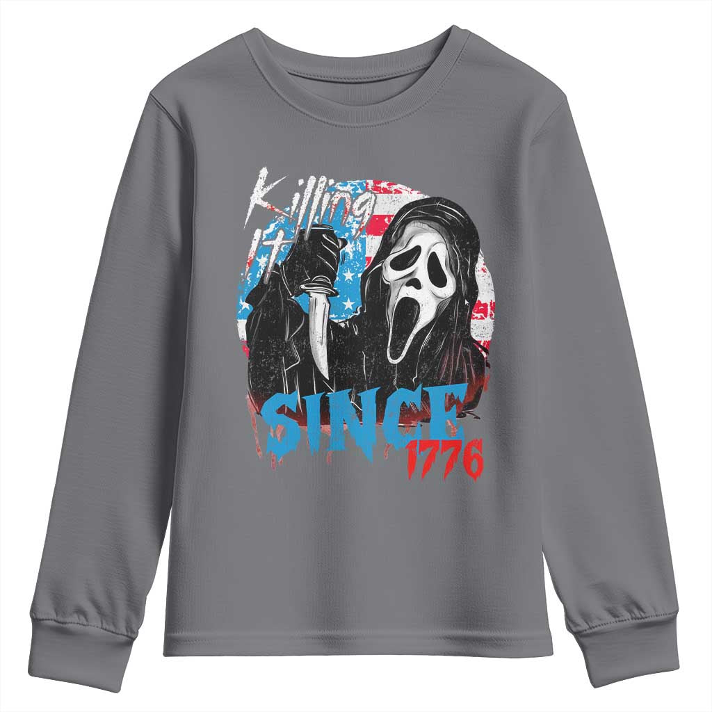 Funny Killing It Since 1776 Youth Sweatshirt Horror Movie 4th Of July USA Ghost - Wonder Print Shop