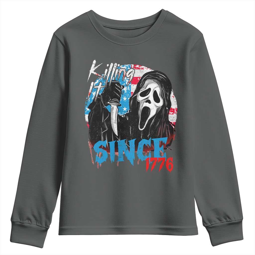 Funny Killing It Since 1776 Youth Sweatshirt Horror Movie 4th Of July USA Ghost - Wonder Print Shop