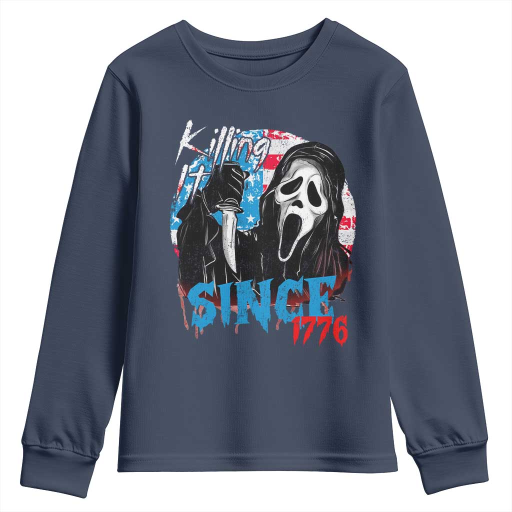 Funny Killing It Since 1776 Youth Sweatshirt Horror Movie 4th Of July USA Ghost - Wonder Print Shop